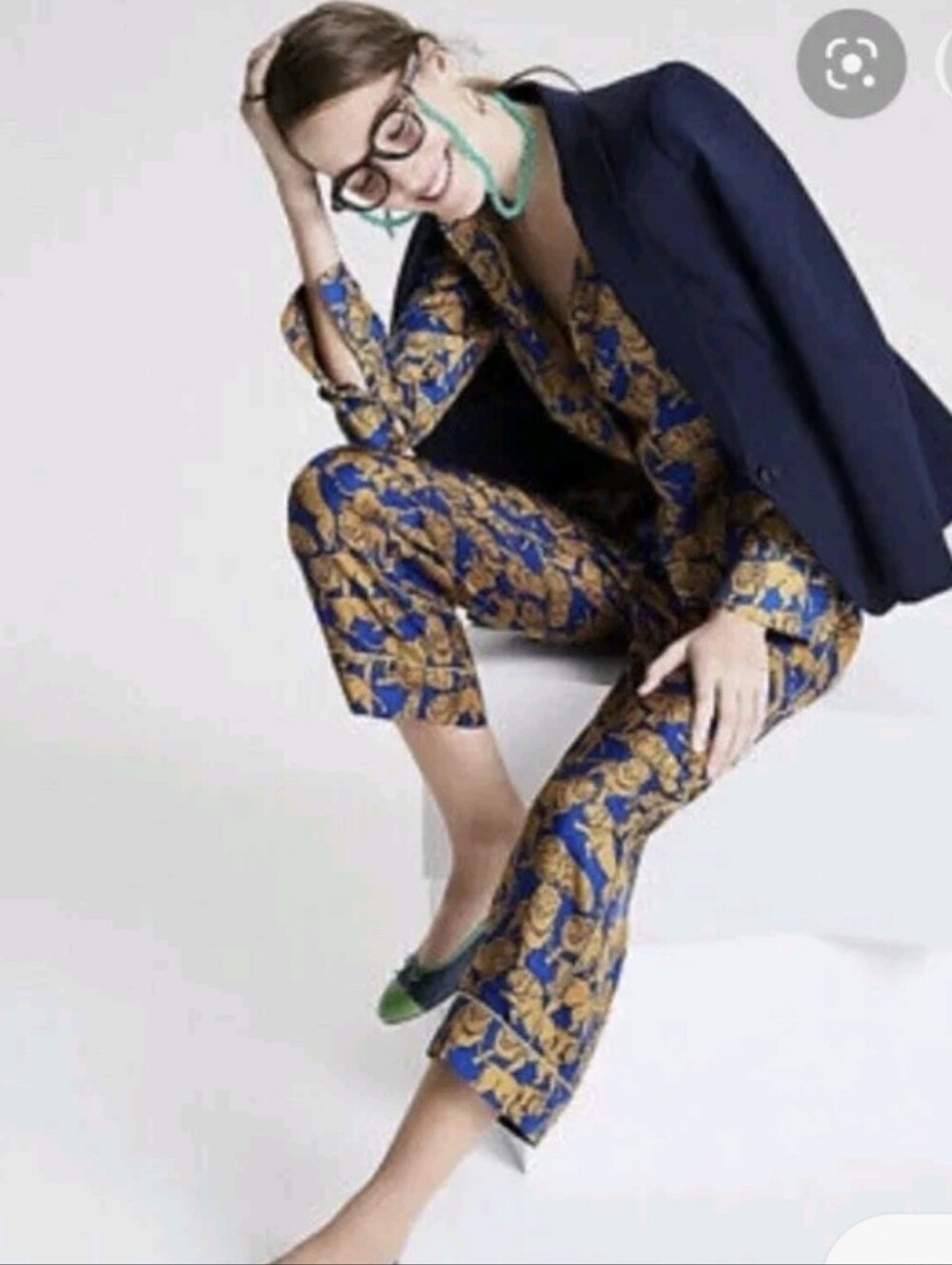 J. Crew Collection 100% Silk Pull On Relaxed Pants Lion Print High Waist Cropped